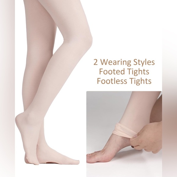 Girl’s  Convertible Transition Tights for Ballet Dance, Gymnastics - Picture 6 of 12